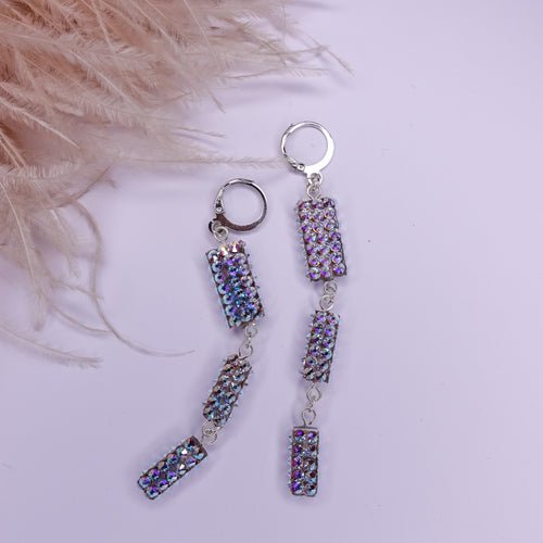 AB Silver Crystal Drop Dancesport Earrings